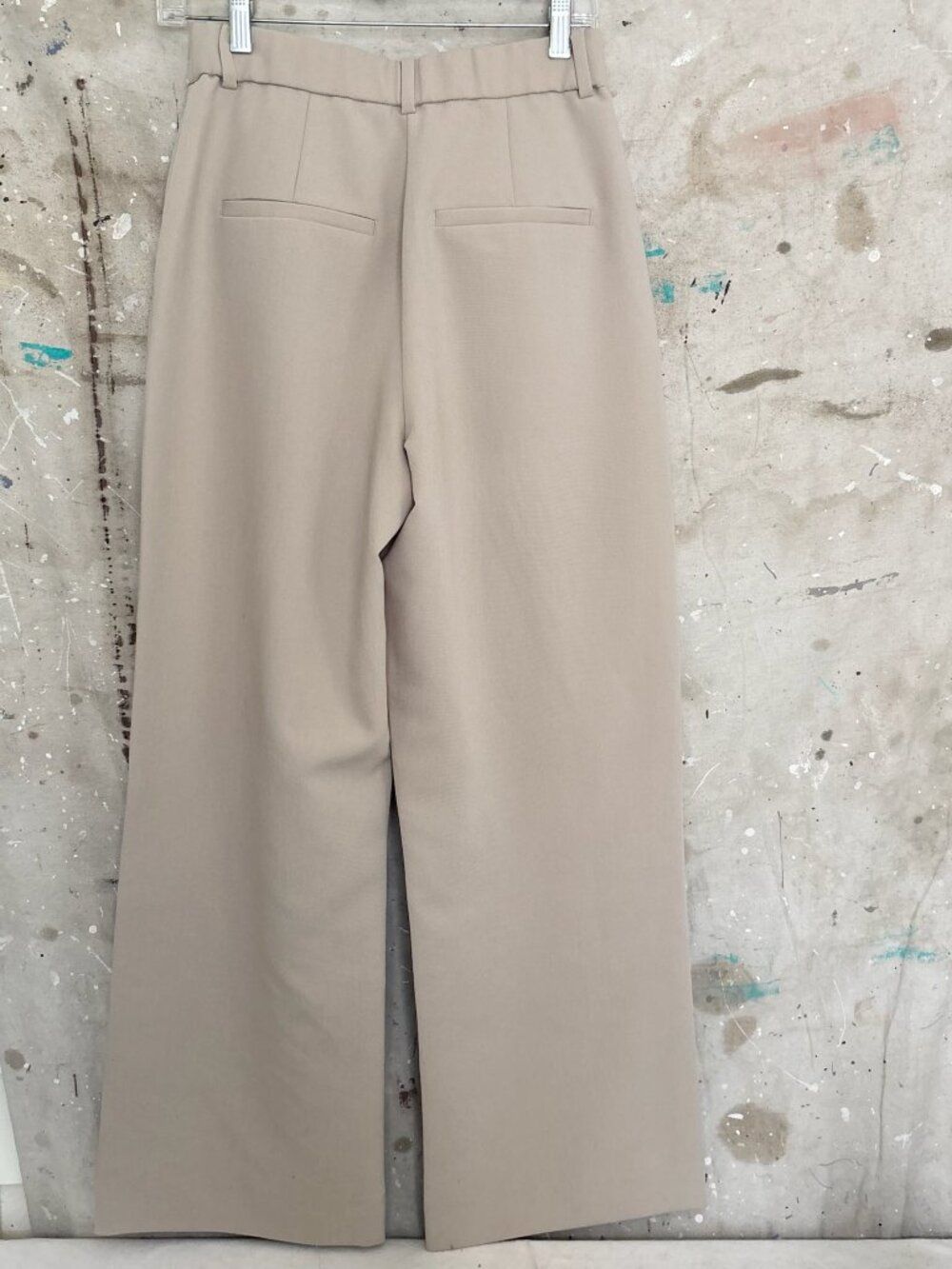 Abercrombie & Fitch Sloane Tailored Wide Leg Pleated Pants Curve Love, Cream - Picture 5 of 5